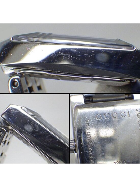 Gucci Watch Frame 128.4 3 Points Diamond Index Square White Shell Dial SS main image 6